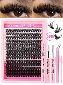 224/252/280 Clusters Of False Eyelashes, D Curl, 50D/60D/80D/100D Strands, 12-18mm, Long-Lasting, Fine, Ultra-Light False Eyelash Tool Set, Dense Eye-Enhancing Tool Set, Suitable For Weddings, Christmas Parties, Travel, Daily Wear, Eyelash Extensions, Beginner Makeup Segmented Eyelashes. - Multicolor - View 2