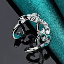Anillo con forma de corazón de plata de ley 925, joyería de moda para mujer, para boda y fiesta - Plateado - Ver 2