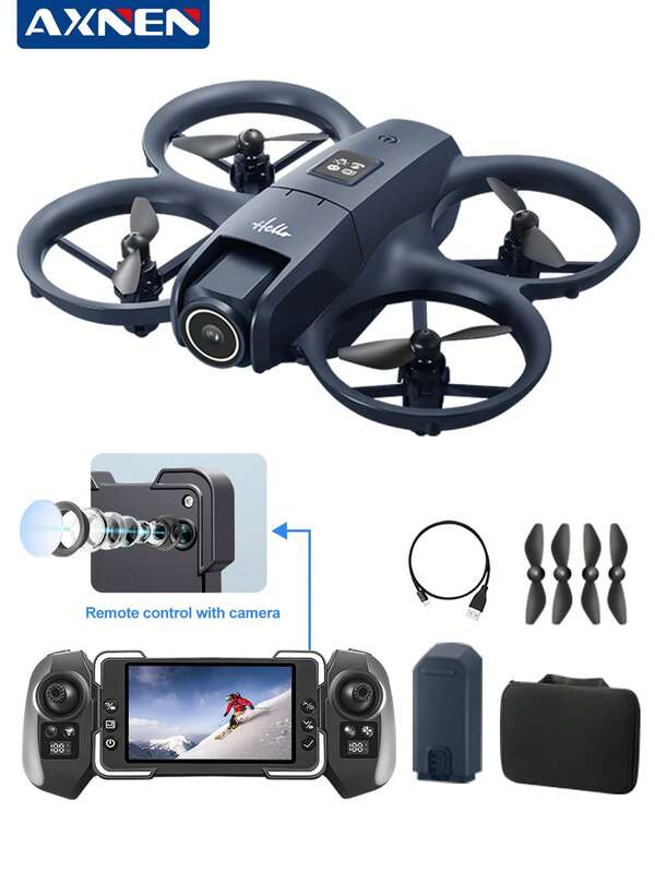 AXNEN 2025 New E66 AIR Mini Dual Camera Drone, Equipped With A 4.3-Inch FPV Transmission Display Remote Controller, Brushless Motor, And HD Dual Cameras. Features Optical Flow Hovering, One-Key , Easy To Operate, And Effortlessly Performs Various Stunts. The Perfect Gift For Halloween And Christmas.