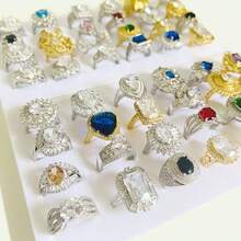 24pcs/Set Assorted Cubic Zirconia Rings, Different Sizes - 24 Styles - View 2