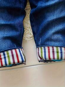 男婴简约牛仔背带裤，春秋季 - 藏蓝色 - 查看 5