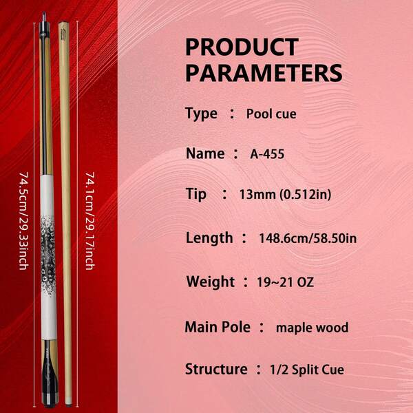 New Casual Fashion Maple Billiard Cue - Exquisite Leopard Pattern, Leather Grip, 13mm Rainbow Tip, Solid Canadian Maple Billiard Cue, Stainless Steel Conductive Center Wheel - Quick 3 Teeth Joint, Comes With Cue Joint Protector Cap | Durable Billiard Accessories, Suitable For Professional Matches | Lizard & Rainbow Tip | Professional-Grade American 9-Ball, 8-Ball, Carom Billiards