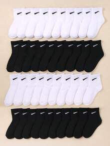 10 双多色/10 双儿童黑白运动学院风日系简约时尚亲肤舒适透气防臭儿童短袜