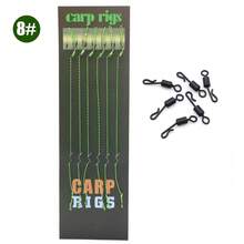 6 件套鲤鱼钓鱼配件毛钓组带倒刺鱼钩鱼线准备绑鲤鱼鱼饵钓鱼快速更换钩链连接器渔具