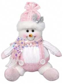 1pc New Christmas Sitting Plush Doll Santa Claus, Snowman, Reindeer, Pink Stuffed Doll, Ideal Gift For Girls, Best Friends, Lovers, Christmas Decoration