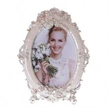 KawaiiStory BMxy0075 Cream White Silver Metal Picture Frame Photo Frame Antique Baroque Luxury Design Roses Decoration Photo Size 13 X 18 Cm 5 X 7 Inches