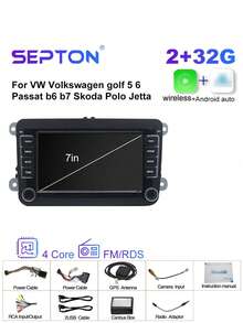 SEPTON 1pc SPETON 2Din Car Radio Android For VW Golf Touran Polo Tiguan Jetta Passat B5 B7 B6 CC Skoda Jetta Universal Multimedia Carplay 5GWifi6 GPS Navigation Car Setero - Apricot - View 15