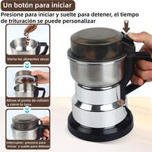 Molino de Cafe en Grano y Especias Molinillo Eléctrico Cuchillas Acero Inoxidable Para Cocina Moledor Trituradora Pulverizador de Granos Arroz Avena - Plateado - Ver 3