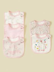 5 piezas de baberos con forma de U, diseño de dibujos animados lindos, suaves y cómodos para alimentación de hombres y mujeres - Conejita multicolor - Ver 7