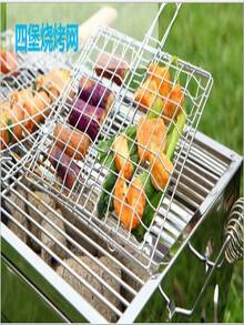 1 pieza Rejilla de acero inoxidable antiadherente multiusos, estilo de camping al aire libre con forma de rejilla desmontable y portátil para parrilla de barbacoa con mango de madera para asar alitas de pollo, berenjena, pescado, perfecta para fiestas de barbacoa de verano, picnics y eventos de parrilla en el patio trasero