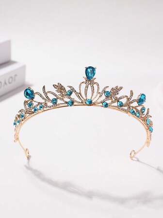 1件法式新娘皇冠头饰，合金水钻女王皇冠，婚纱配饰，18岁成人礼奢华水钻皇冠，伴娘礼物，发饰，派对造型，皇冠，头饰