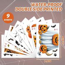 9 Sheets Halloween Dog Window Clings Ghost Pumpkin Bat Window Stickers Double-Sided Glass Decals For Home Classroom Office Party Decoration