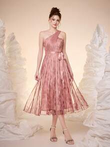 Mgiacy,New Arrival,One-Shoulder, Strapless, Printed Mesh, Tie, Big Swing, High-End, Evening Dress,For,Dinner Parties