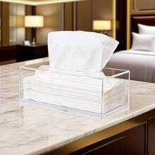 Estuche de Papel Creativo Transparente, Soporte de Cajón de Papel Acrílico Grueso, Caja de Pañuelos Removible, Contenedor de Almacenamiento para Restaurante y Hotel - Blanco - Ver 7