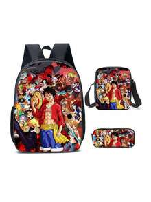 1 Zaino monospalla per studenti di scuola primaria e secondaria, zaini a tema Nettuno, zaini scolastici a cartoni animati, set da 3 pezzi, borsa a tracolla, astuccio