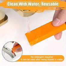 1pc Rubber Cleaning Eraser, Limescale Eraser, Bathroom Kitchen Cleaning Tool, Orange Rectangle Pot Cleaning Rubber For Household