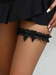 1pc Sexy Lingerie Accessory - Women's Bow Leg Garter, Lace Suspender Belt, Bow Leg Garter, Wedding Suspender, Bridal Role Play Fashion Thigh Garter