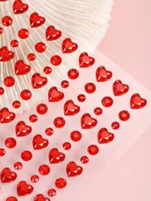 1pc 3d Simulation Large Red Heart Shaped Rhinestone Sticker For Eye/Face Decoration, Diy Music Festival/Y2k Themed Party Makeup