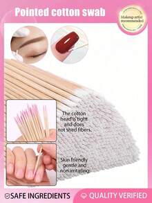 Bag Pointy Embroidery Cotton Swab Makeup And Beauty Disposable Small Cotton Swab Superfine Pointed Mouth Single Head Cotton Swab Eyeliner Eyeliner Disposable Wooden Mini Eye Black Stick Does Not Raise Hair, Eyelash Extension Tool And Glue Remover, Mini Cosmetic Brush