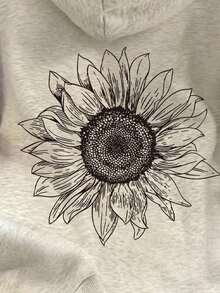 2025 HoodiesWomen's Slogan Print Thermal Lined Casual Loose Fit Hoodie Sweatshirt, Autumn/WinterLoose And Comfortablewinter Clothes For Women - 淺灰色 6 - 查看 6