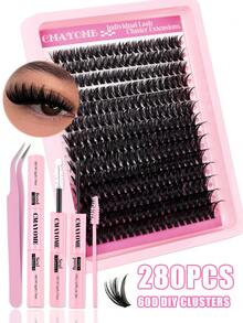224/252/280 Clusters Of False Eyelashes, D Curl, 50D/60D/80D/100D Strands, 12-18mm, Long-Lasting, Fine, Ultra-Light False Eyelash Tool Set, Dense Eye-Enhancing Tool Set, Suitable For Weddings, Christmas Parties, Travel, Daily Wear, Eyelash Extensions, Beginner Makeup Segmented Eyelashes. - Multicolor - View 17