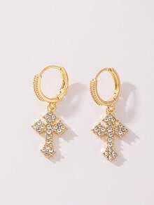 1 Pair Fashion Cubic Zirconia Cross Drop Earrings For Women For Wedding Engagement Anniversary Party Jewelry Valentine's Day Gift,Mom,Mother,Mother's Day,Gift