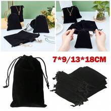 20X Velvet Gift Bags Wedding Favour Velvet Drawstring Jewellery Gift Bags Pouches - Black - View 1