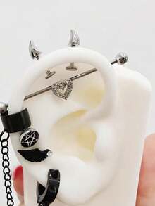 1 件/2 件魔鬼角耳环耳钉耳洞不锈钢耳钉耳骨耳钉身体穿孔