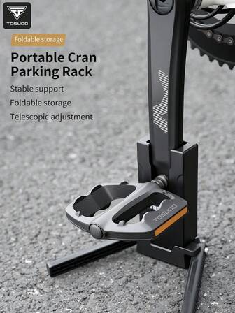 TOSUOD TOSUUD 便携式折叠自行车支架（1 个）重型可调节自行车支架，带稳定折叠停车架，适用于山地/公路，兼容自行车曲柄，一键设置，兼容自行车曲柄（无需工具/等效物）