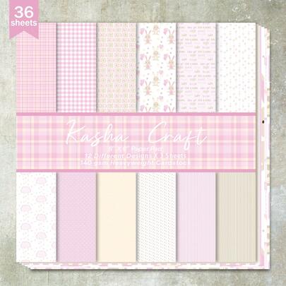 36 ark 6 tum (rosa rutig bakgrund) scrapbookingpapper, lämpligt för bullet journals, collage, gratulationskort, scrapbooks och hantverk