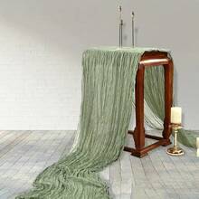 1 Piece Grass Green Polyester Pleated Table Runner Bohemian Table Runner Gauze Tablecloth Country Decor Wedding Decoration Shower Holiday Party Dining Room Accessories Living Room Decor Table Decoration - Green - View 6