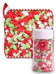 Christmas Sprinkles, Multicolored Pearls For Cake Decorating, Snow Flower Sprinkles For Baking, Pearls Jimmies Mix, Cake Topper Ice Cream Cupcake Cookie Toppings Dessert Decorations, Christmas Winter Party Supplies