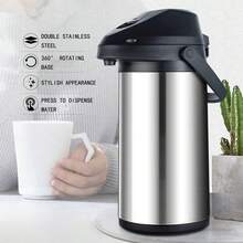 1.9/4 Liter Thermal Coffee Pot With Lever Pump And Cleaning Cloth, Portable Stainless Steel Coffee Carafe, Keeps Drinks Hot, Suitable For Coffee, Hot Water, Beverages, Cocoa, Etc.