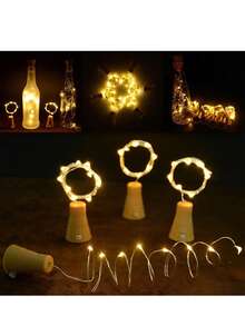 Luces de cadena con forma de corcho para botellas de vino, alimentadas por energía solar, de alambre de cobre, adecuadas para bodas, Navidad, decoración de exteriores, jardín y césped, con luz cálida/blanca/de color