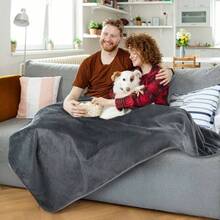 Waterproof Blanket Bed: Reversible Soft Flannel Love Blanket 60x 80 Bed Blanket Couples Washable, Spill - Proof Dog Throw Blanket Couch, Sofa Protect, Camping, Travel, - 30吋 x 40吋 + 灰色 - 查看 5