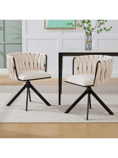 Fluwelen Seats Heavy Metal Frame, 180 Degree Swivel Function, Back, Zachte Luxurious Flexible Between Living Room, Budol Creative Workspace (Set Of 2) view 5