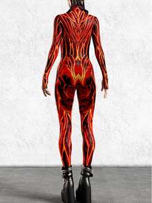 Women's Cyberpunk Style Jumpsuit, Glow-In-The-Dark Party Stage Outfit, Dopamine Contrast Color High Street Design, Tight Sexy Jumpsuit, Halloween Costume