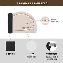 1 szt. Minimalistyczna, beżowa wycieraczka w stylu nordyckim z nadrukiem "MY HOME" w kształcie półkola, supergęsta, krótka, pluszowa tkanina, 1000 g/m², nadaje się do prania w pralce! Nadaje się do przedpokoju, sypialni, kuchni, pralni, jako dekoracja podłogi, prezent świąteczny i na parapetówkę! Dywan kuchenny