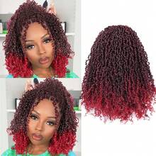 8/12/14 Inch Natural Black Bohemian Braided Crochet Hair Extensions, Pre-Twisted Crochet Curly Hair Ends, Senegalese Twist Crochet Braiding Hair