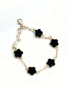 5pcs/Set Lucky Flower Design Alloy Jewelry Set Fashion Women's Gift, Healing Crystal Bracelet For Spiritual Energy Healing, Suitable For Daily Wear, Ideal Gift For Girlfriend, Wife Or Partner