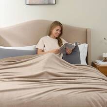 Sofa Blanket Living Room Cover SetFleece Blanket Twin Size, Soft Cozy Twin Blanket, Fuzzy Flannel Blanket Bed, Sofa, Couch, Travel, Camping, 60 X 80 Inches - 淺駝色 - 查看 8