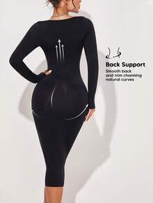 Women's Bodycon Waist Cincher Shapewear Dress - Black - View 2