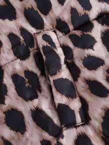Women's Autumn/Winter Leopard Print Holiday & Party Warm Casual Top Jacket, Fashion Casual Versatile Cotton Padded Top Jacket, Going Out Brown Leopard Print Top Jacket - Coffee Brown - View 7