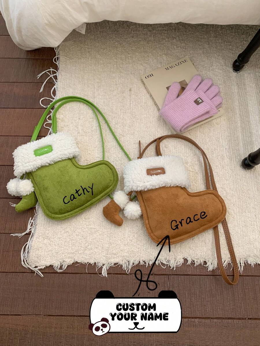 Personalized Customization Is Key. This Crossbody Bag Features A Shoe-Shaped Design, Is Soft And Cute, And Stylish. It Can Be Customized With Your Name And Is Available In Multiple Colors. You Can Also Print Your Name Or Holiday Greetings To Create A Truly Unique Bag.