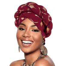 Temsiyin New Bronzing Braided Headgear Headscarf Hat Muslim Hat African Hat - màu xanh lá - Xem 4