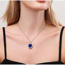 Heart The Ocean Simulated Blue Sapphire, Silver Necklace Pendants Jewelry  Jewelry Gifts For Woman2025 - 藍色-2 - 查看 5