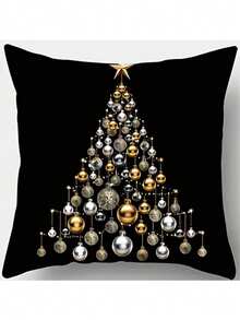 4 fundas de cojín decorativas de poliéster con cremallera, diseños tradicionales navideños de muñeco de nieve, renos y árboles, lavables a máquina, para sala de estar y sofá