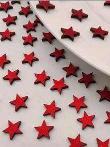 100 件迷你木制星星装饰，双面金色闪亮星星装饰，未完成的空白木制星星切片木制工艺品，适用于圣诞节装饰、DIY 剪贴簿派对工艺品、圣诞节餐桌装饰、节日派对装饰、居家装饰、节日礼物、生日、婚礼、母亲节、情人节 - 彩色 - 查看 6