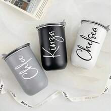 1pc Customized Stainless Steel Travel Mug - Double Wall Insulated Coffee Cup With Personalized Name, Cold Drink Cup | Elegant Matte Finish | Double Wall Insulated, Reusable Coffee Cup, Multifunctional, Decorative, Fashionable, Refined, High Quality, Personalized, Unique, Suitable For Men, Women, Boyfriend, Girlfriend, Father, Mother, Family, Friends, Son, Daughter, Students, Employees, Office, Tea Room, School - Multicolor - View 4