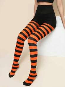 1 Quần tất kẻ sọc thời trang, Quần tất kẻ sọc Giáng sinh phổ biến của Châu Âu và Mỹ, Tất bó màu tương phản dành cho nữ - Nhiều màu - Xem 37
